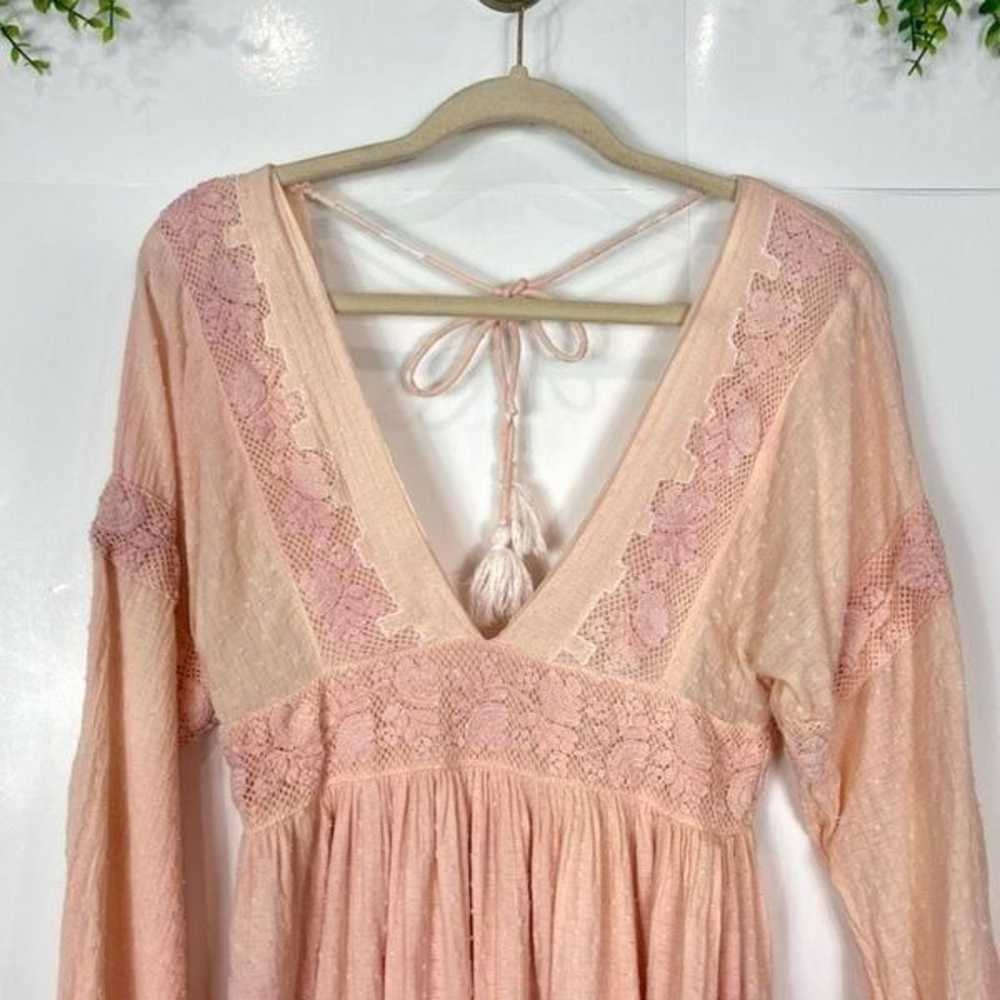 Free People Dress Crochet Lace Custom Dyed Peach … - image 3