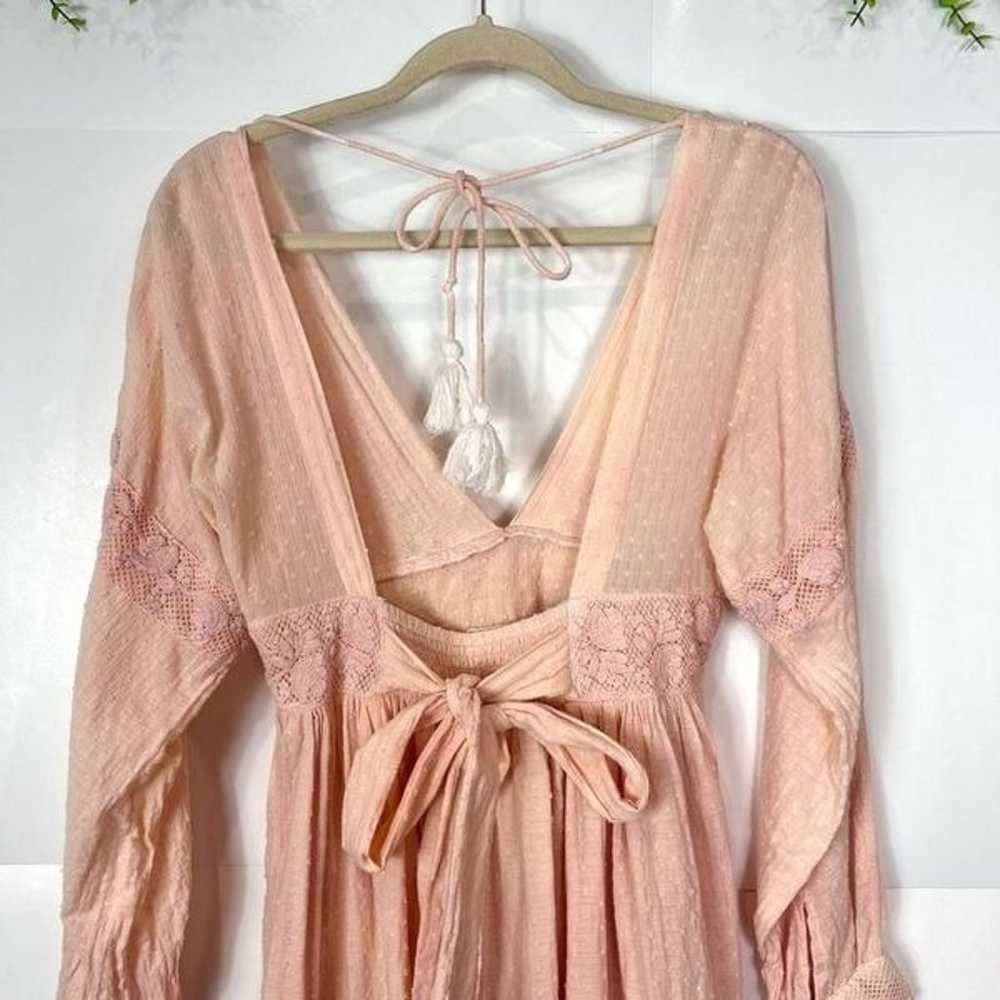 Free People Dress Crochet Lace Custom Dyed Peach … - image 5