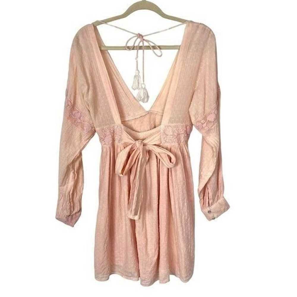 Free People Dress Crochet Lace Custom Dyed Peach … - image 6