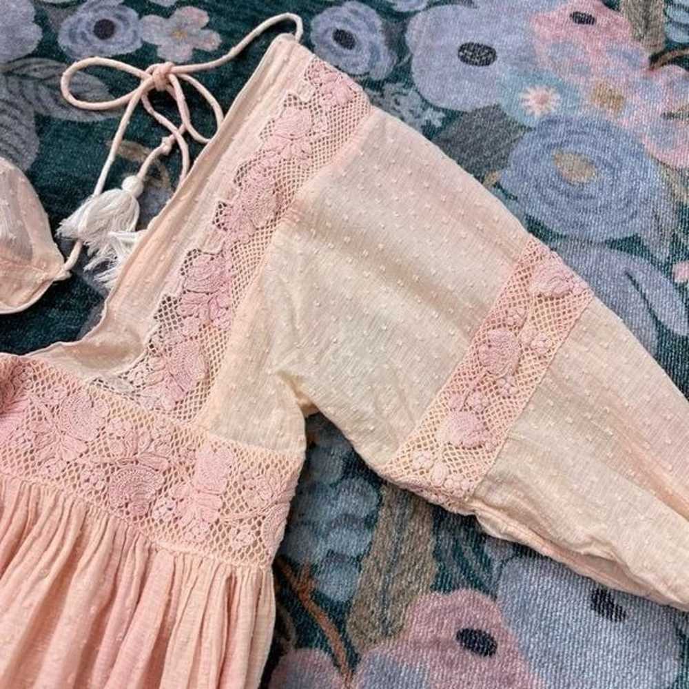 Free People Dress Crochet Lace Custom Dyed Peach … - image 9