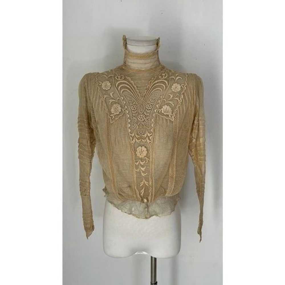 Victorian Era French Netted Lace Short Waist Top - image 1