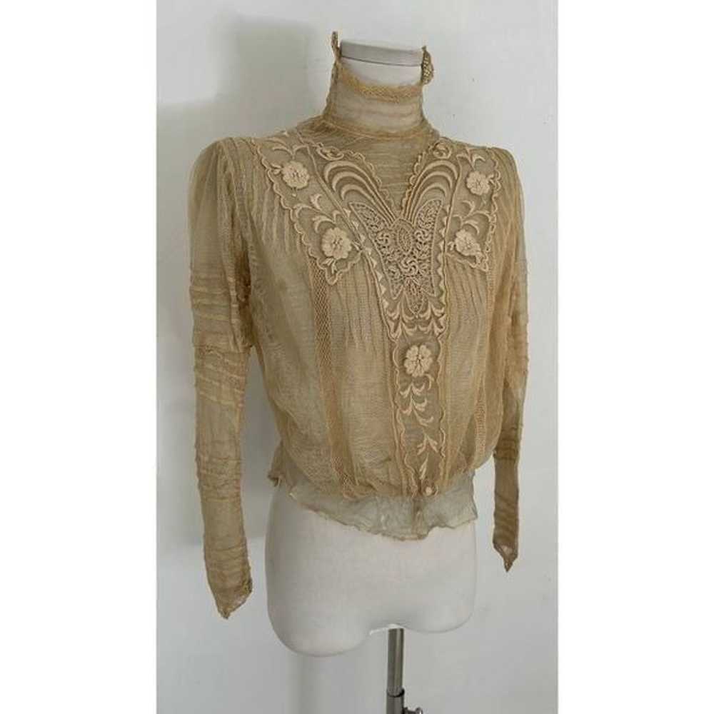 Victorian Era French Netted Lace Short Waist Top - image 2