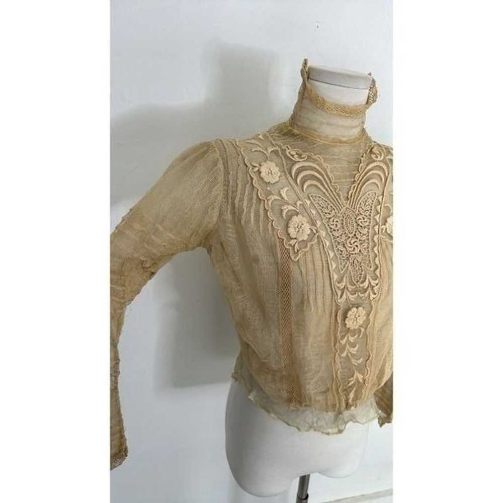 Victorian Era French Netted Lace Short Waist Top - image 4