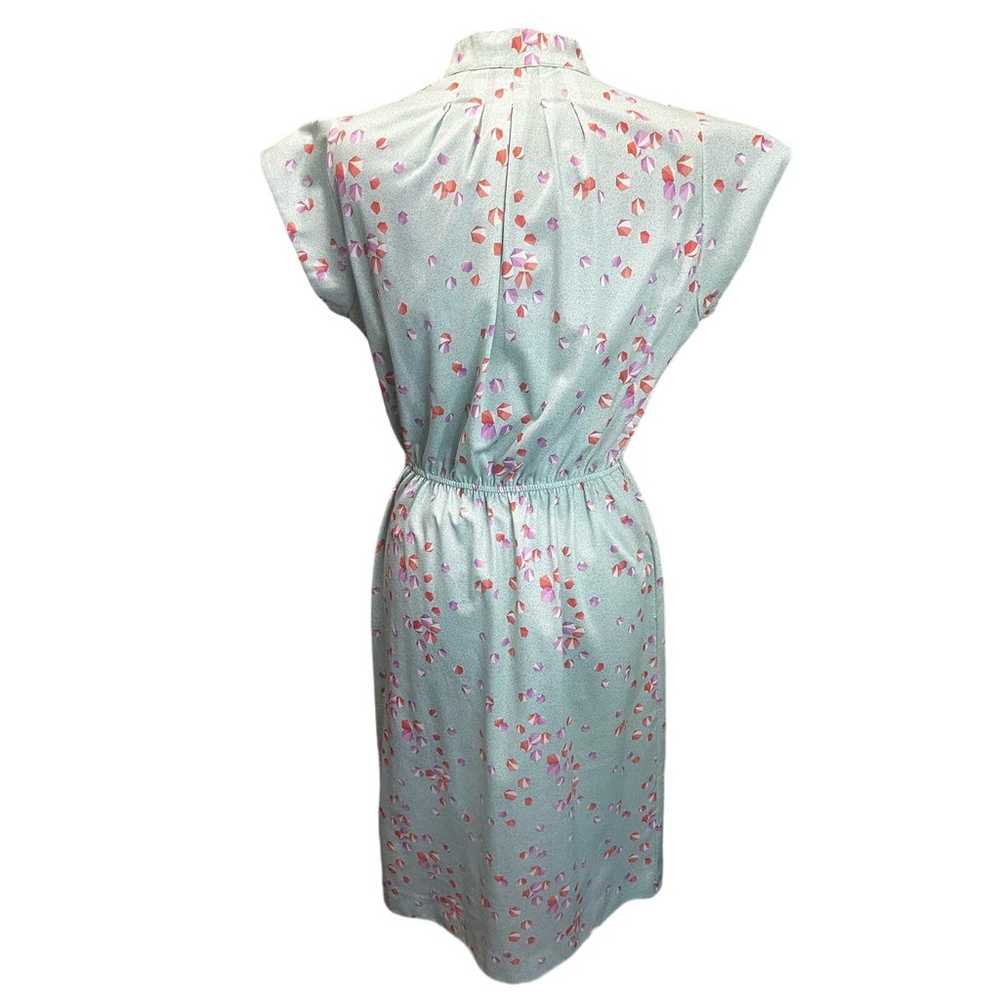 Vintage 70's Cheongsam Turquoise Green Geometric … - image 2