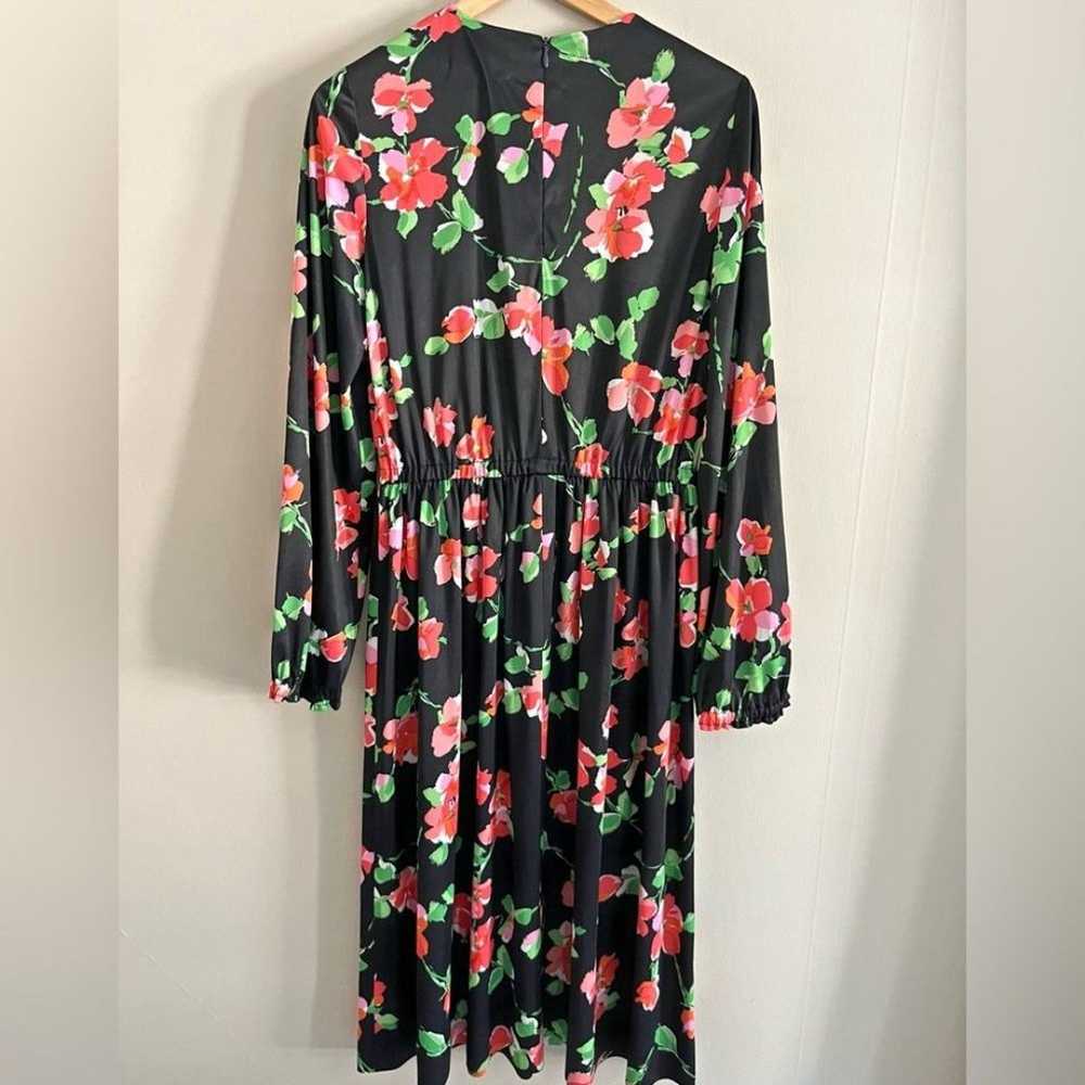 Vintage 1970s black & red floral fit and flare mi… - image 11