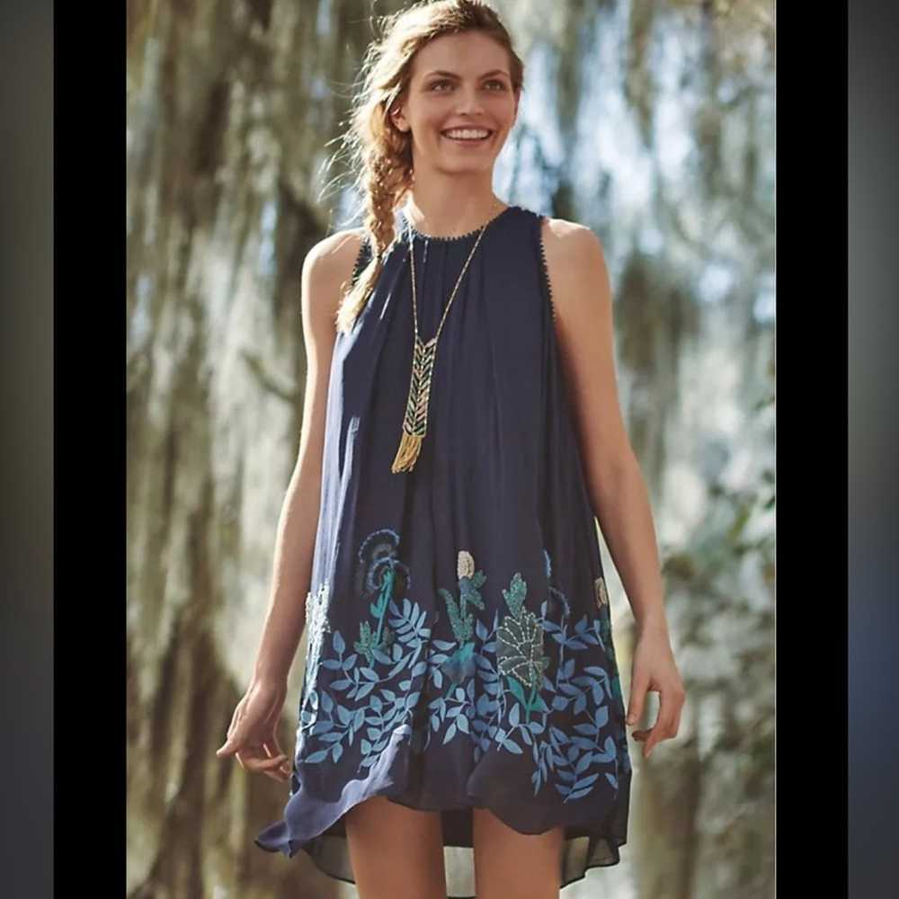 Anthropologie - Not So Serious, Navy Blue Dress E… - image 1