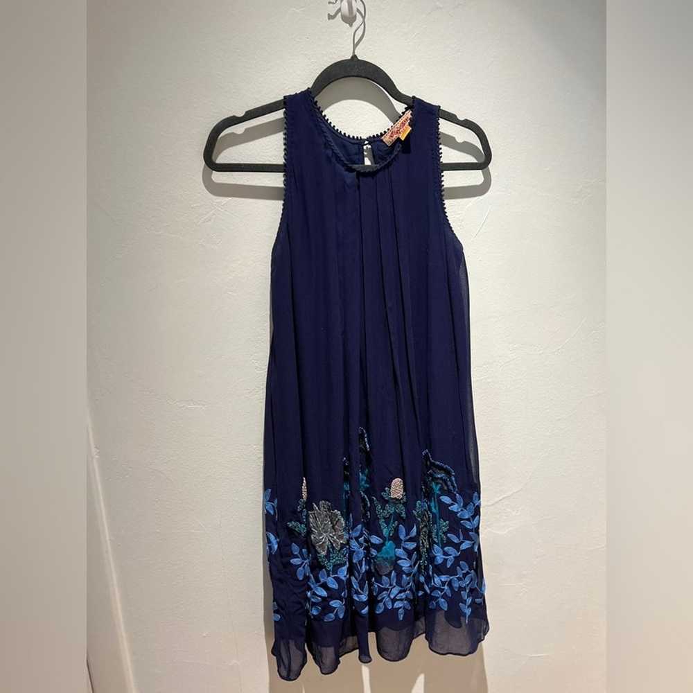 Anthropologie - Not So Serious, Navy Blue Dress E… - image 2