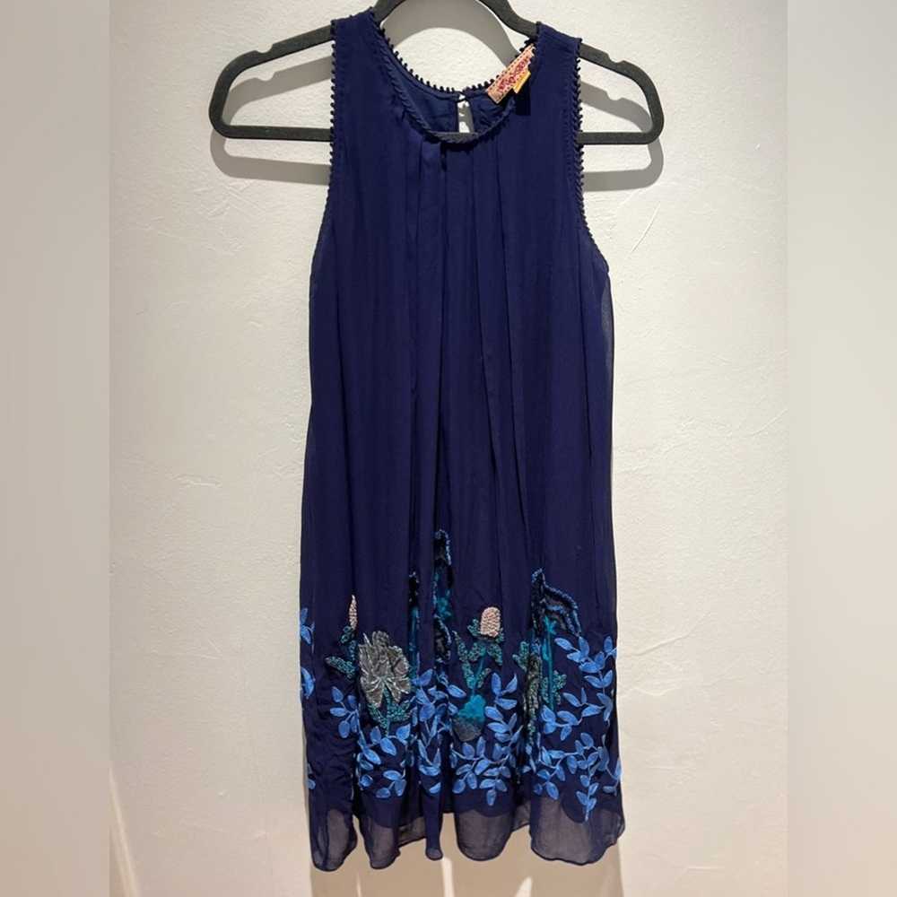 Anthropologie - Not So Serious, Navy Blue Dress E… - image 3