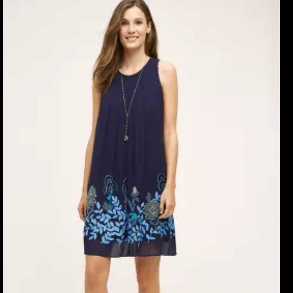 Anthropologie - Not So Serious, Navy Blue Dress E… - image 4