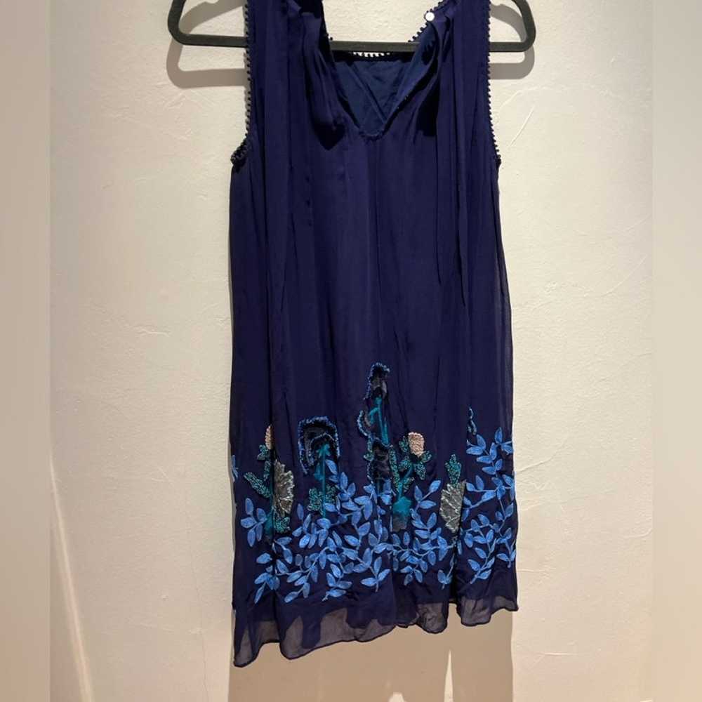 Anthropologie - Not So Serious, Navy Blue Dress E… - image 7