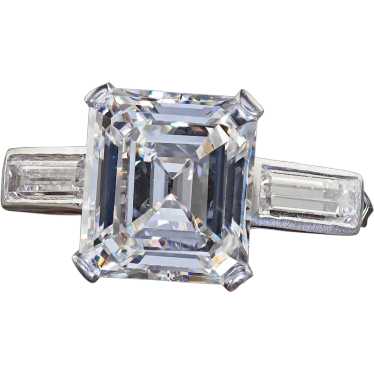 Antique Art Deco Platinum Old Emerald Cut Diamond 