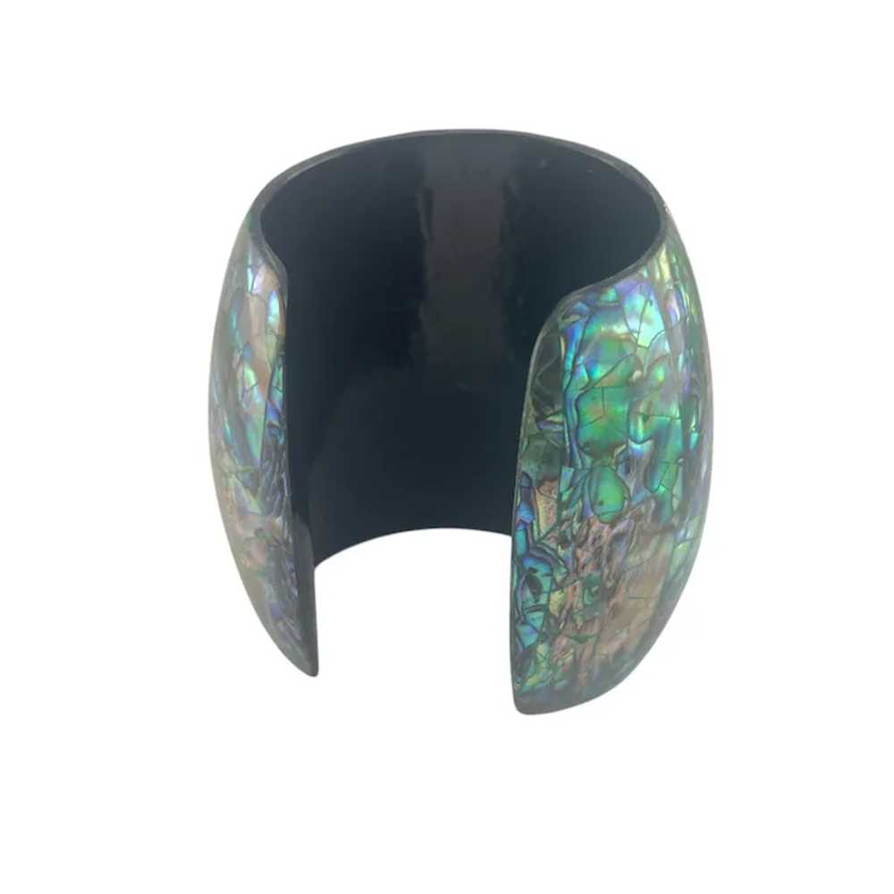 Abalone Shell Mosaic Cuff Bracelet With 1 1/2'' W… - image 3