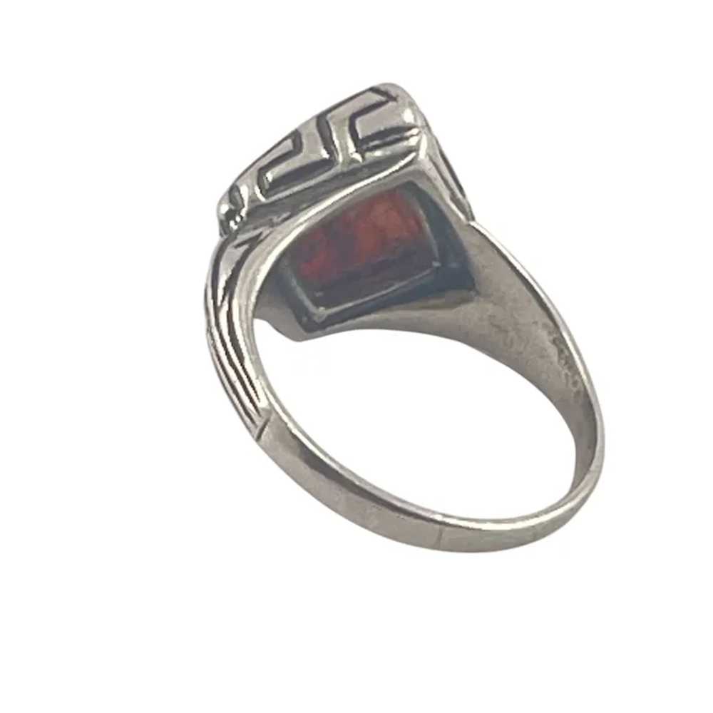 Vintage Sterling Silver Ring With Amber Gemstone … - image 3