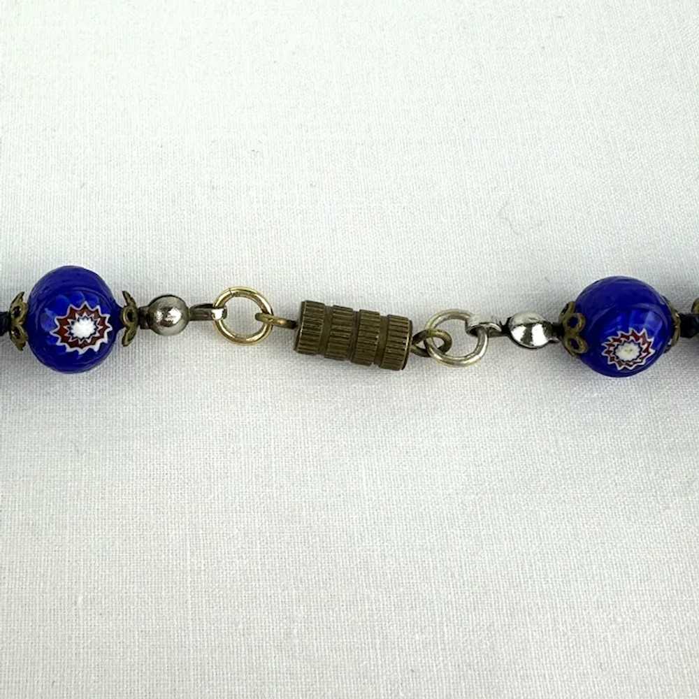 Vintage Cobalt Venetian Glass Bead Necklace - image 9