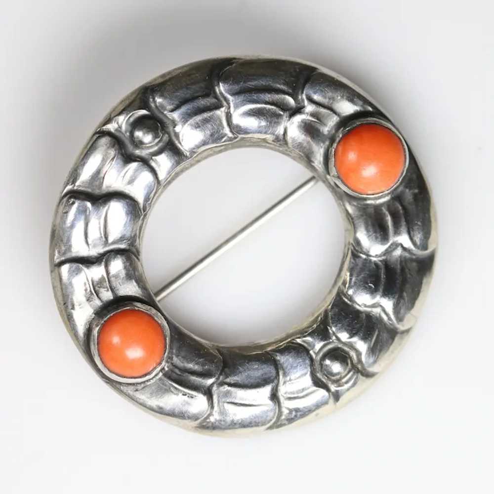 Rare Georg Jensen Coral Wreath Brooch 49, Circa 1… - image 2