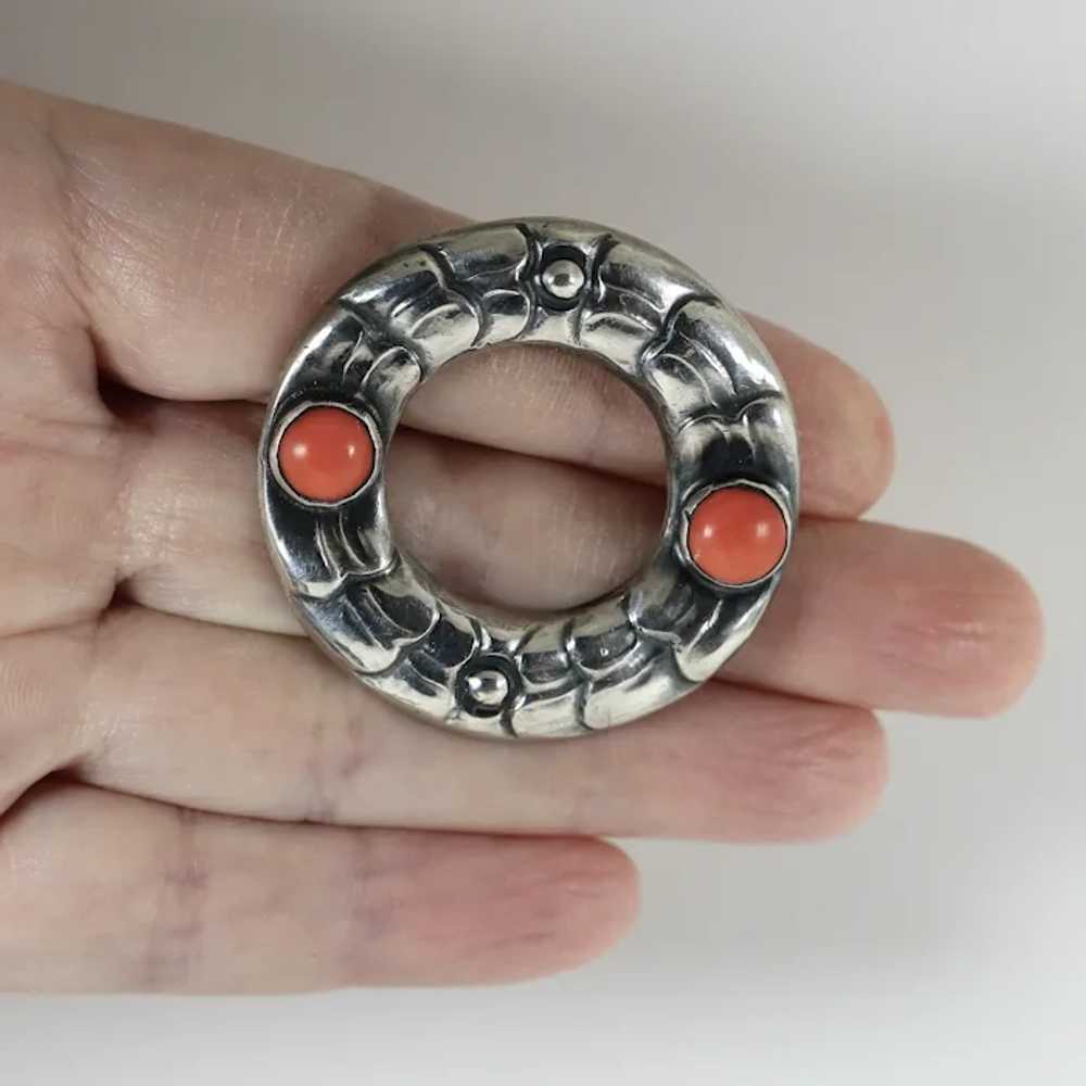 Rare Georg Jensen Coral Wreath Brooch 49, Circa 1… - image 3