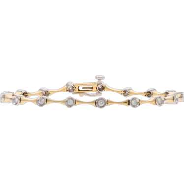 Yellow Gold Diamond Contoured Link Bracelet 6 1/4"