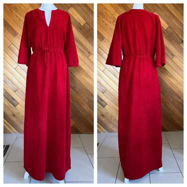 Vintage 70s/80s Velour Maxi Dress Cover Up Nightg… - image 1