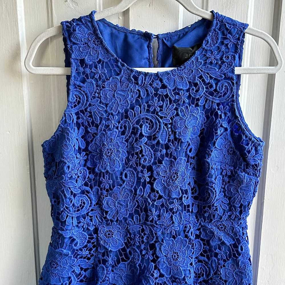 J Crew Floral Lace Sleeveless Sheath Dress Royal … - image 3