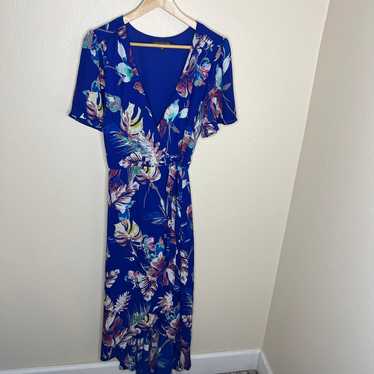 Chris McLaughlin Blue Floral Maxi Wrap Dress 12