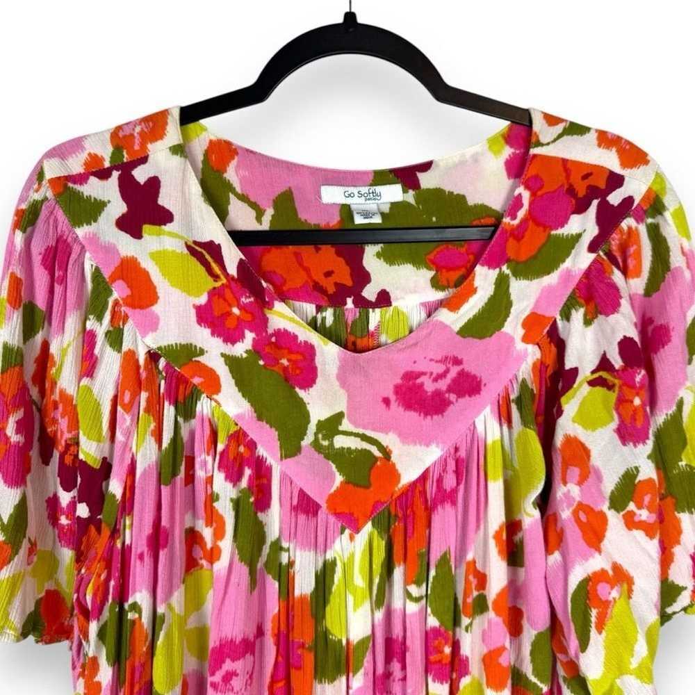 Go Softly Patio Dress Mumu Size XL Floral Colorfu… - image 10