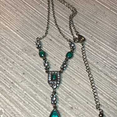 Vintage Emerald Teardrop Necklace