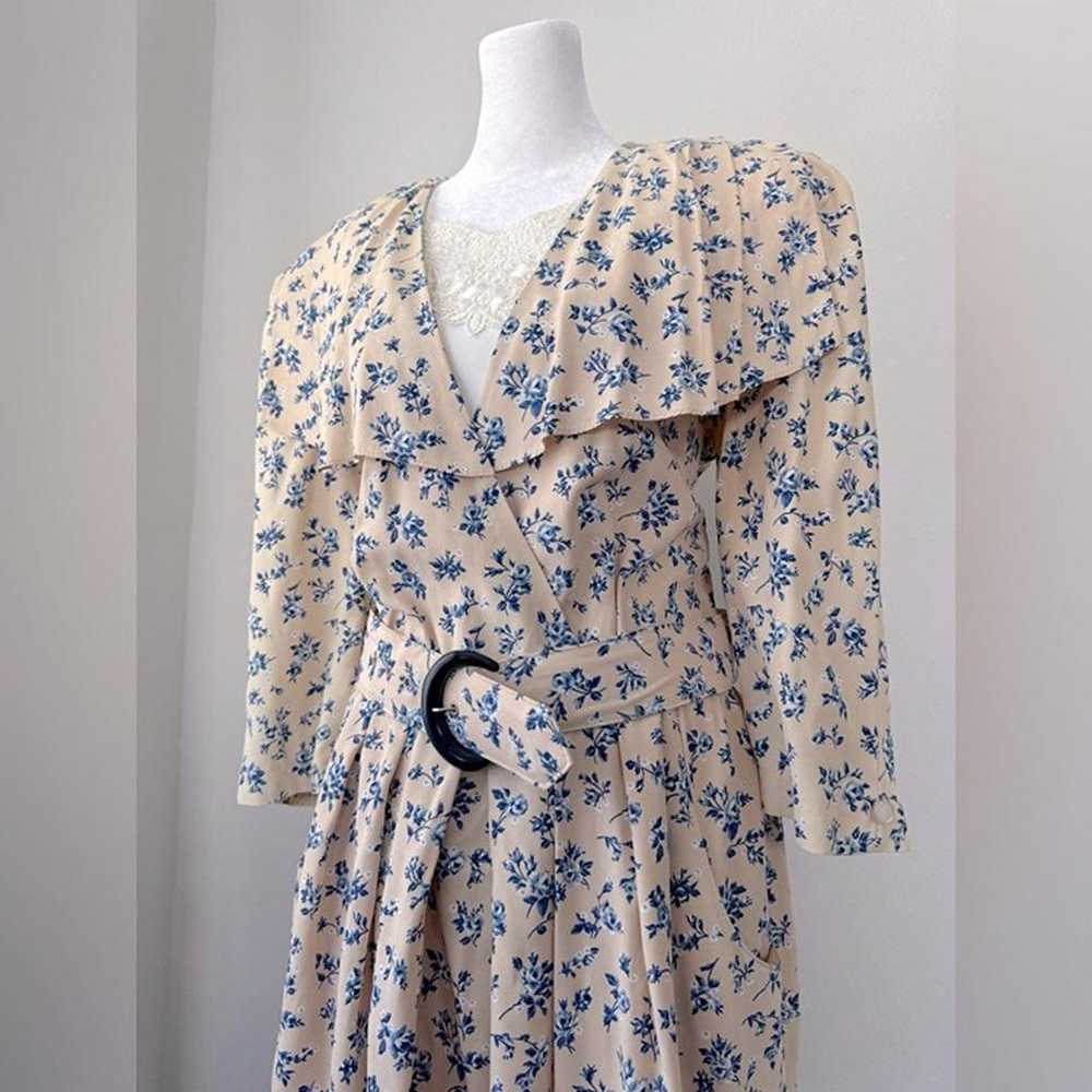 Vintage ‘90s SL Fashions Cream & Blue Floral Prin… - image 5