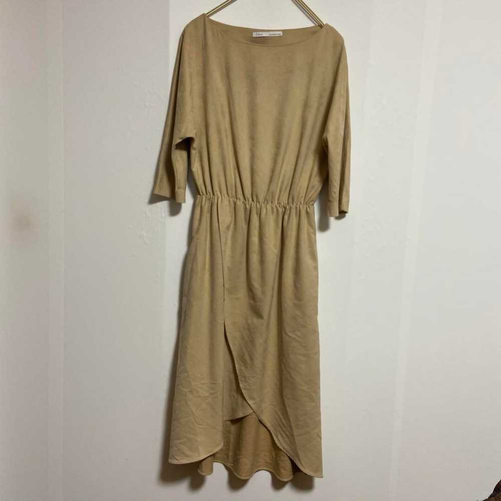 【Iena】One Piece Dress, Five-Quarter Sleeves, Sued… - image 2