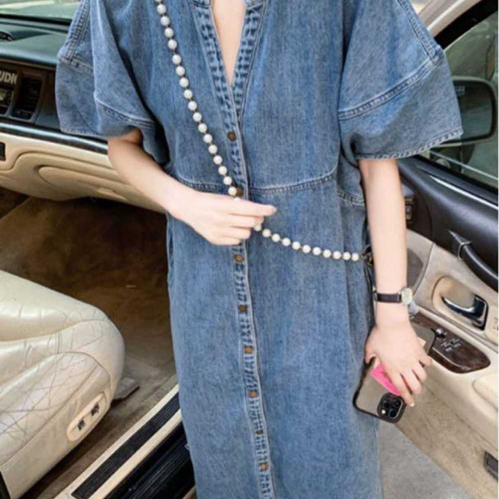 N.s Short Sleeve Denim Shirt Dress Short Sleeve L… - image 6