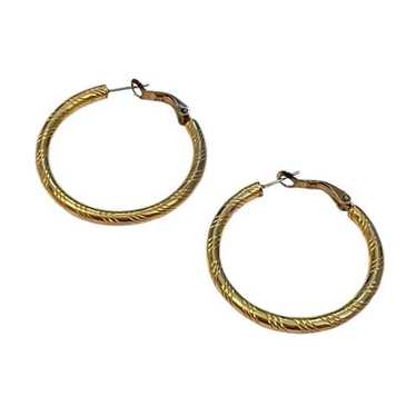 Vintage Gold Tone Twisted Hoop Earrings