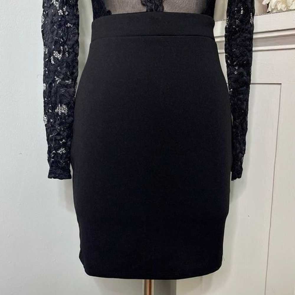 Black Lace Sleeve Sexy Mini Cocktail Dress Medium - image 5