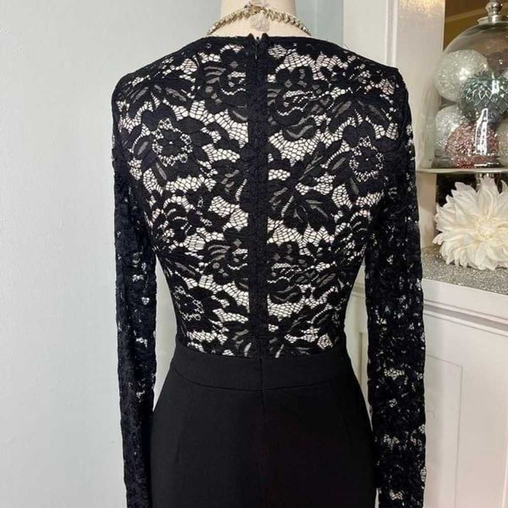 Black Lace Sleeve Sexy Mini Cocktail Dress Medium - image 8