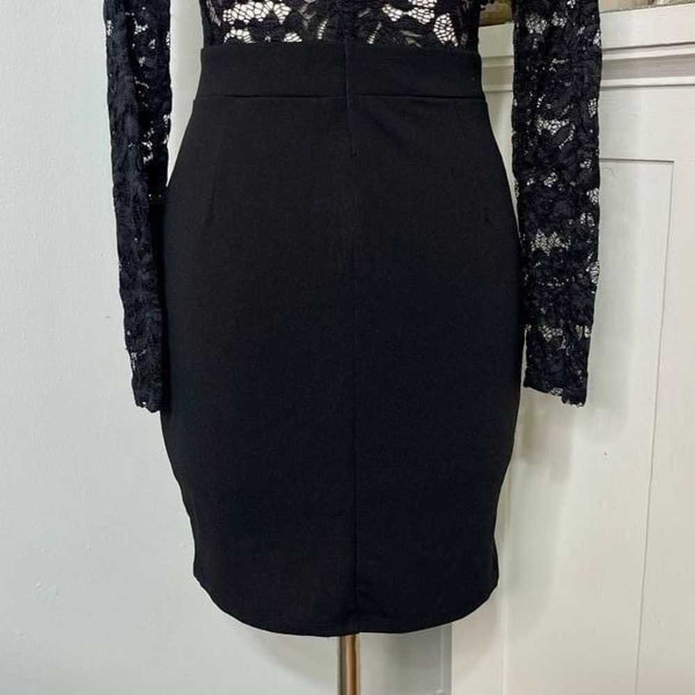 Black Lace Sleeve Sexy Mini Cocktail Dress Medium - image 9