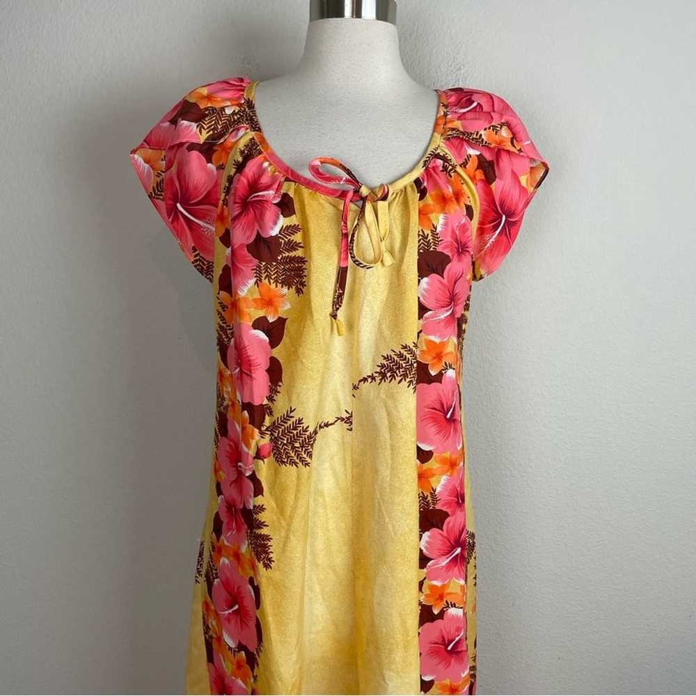 Hilo Hattie Yellow Floral Short Sleeve Maxi Dress… - image 2