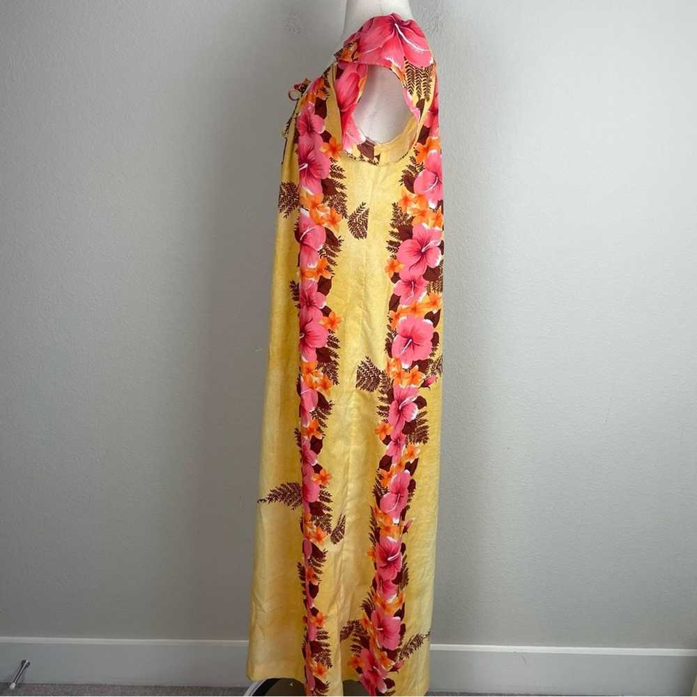 Hilo Hattie Yellow Floral Short Sleeve Maxi Dress… - image 3