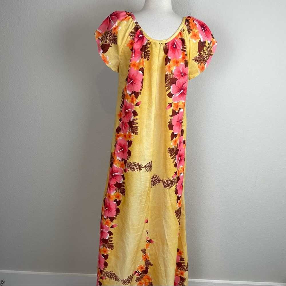 Hilo Hattie Yellow Floral Short Sleeve Maxi Dress… - image 4