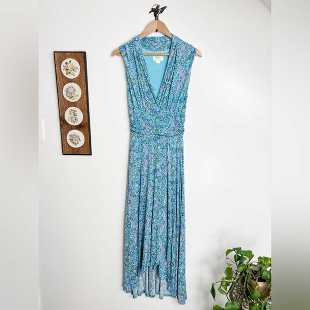 Anthropologie Mauve Bristol Blue Paisley Maxi Dre… - image 2