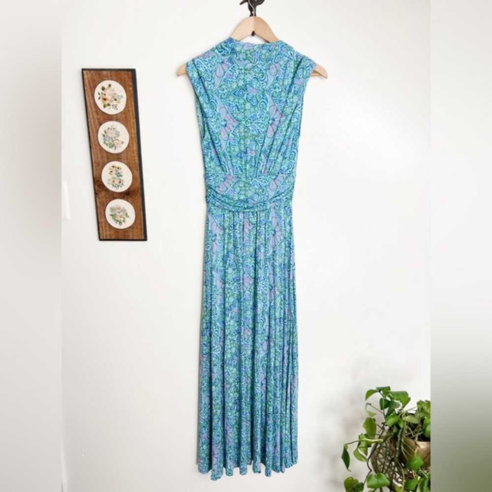 Anthropologie Mauve Bristol Blue Paisley Maxi Dre… - image 4