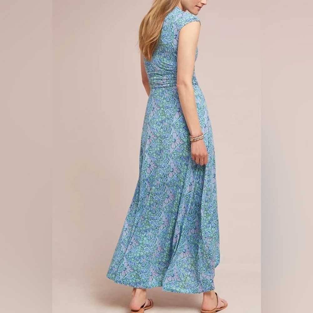 Anthropologie Mauve Bristol Blue Paisley Maxi Dre… - image 5