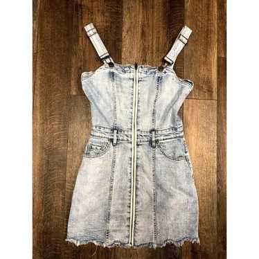 Pistola Nina Acid Wash Jean Overall Dress Full Zip