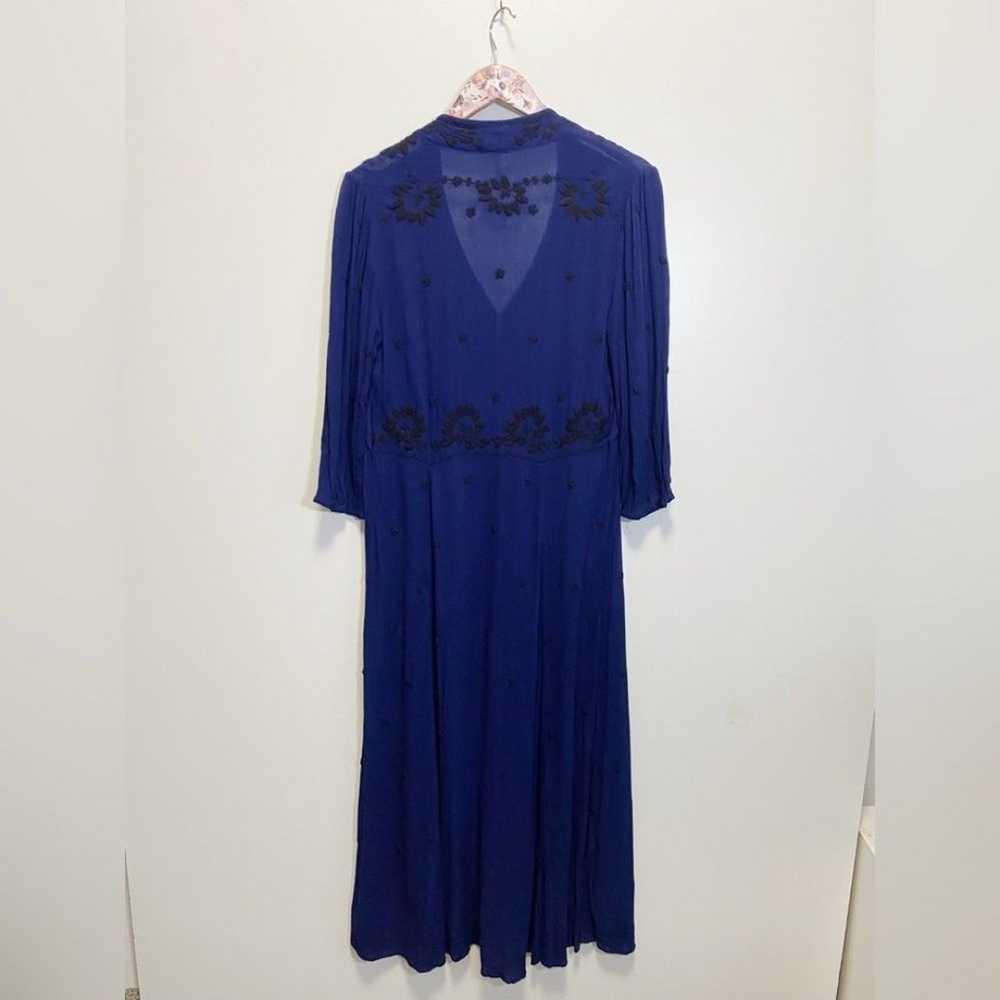 FREE PEOPLE Fable Navy Blue Midi Dress Small Embr… - image 8