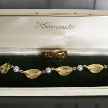 Vintage KREMENTZ 12 KT Gold Filled Cultured Pearl… - image 1