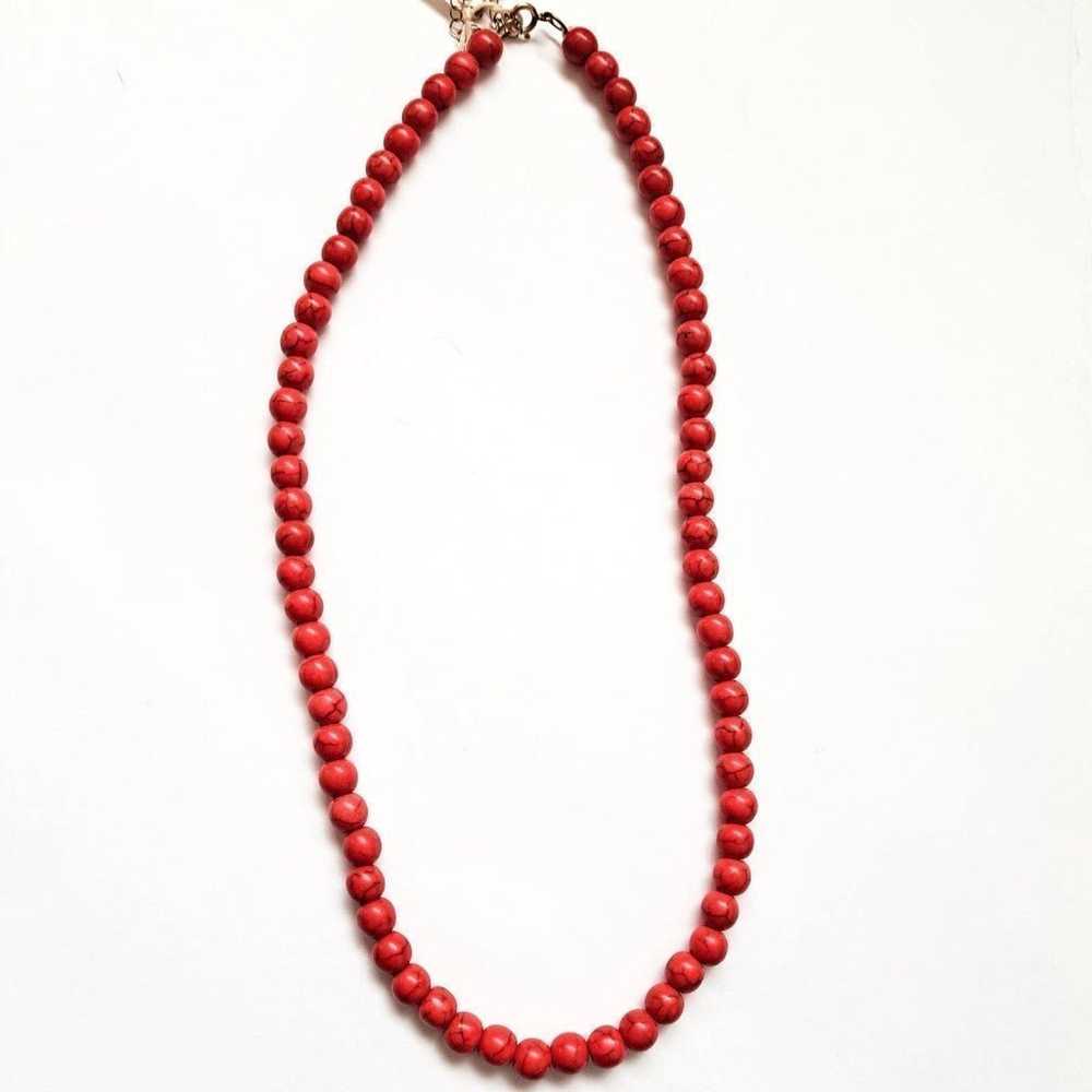 Vintage Red Howlite Necklace Hand Knotted 8mm Bea… - image 2