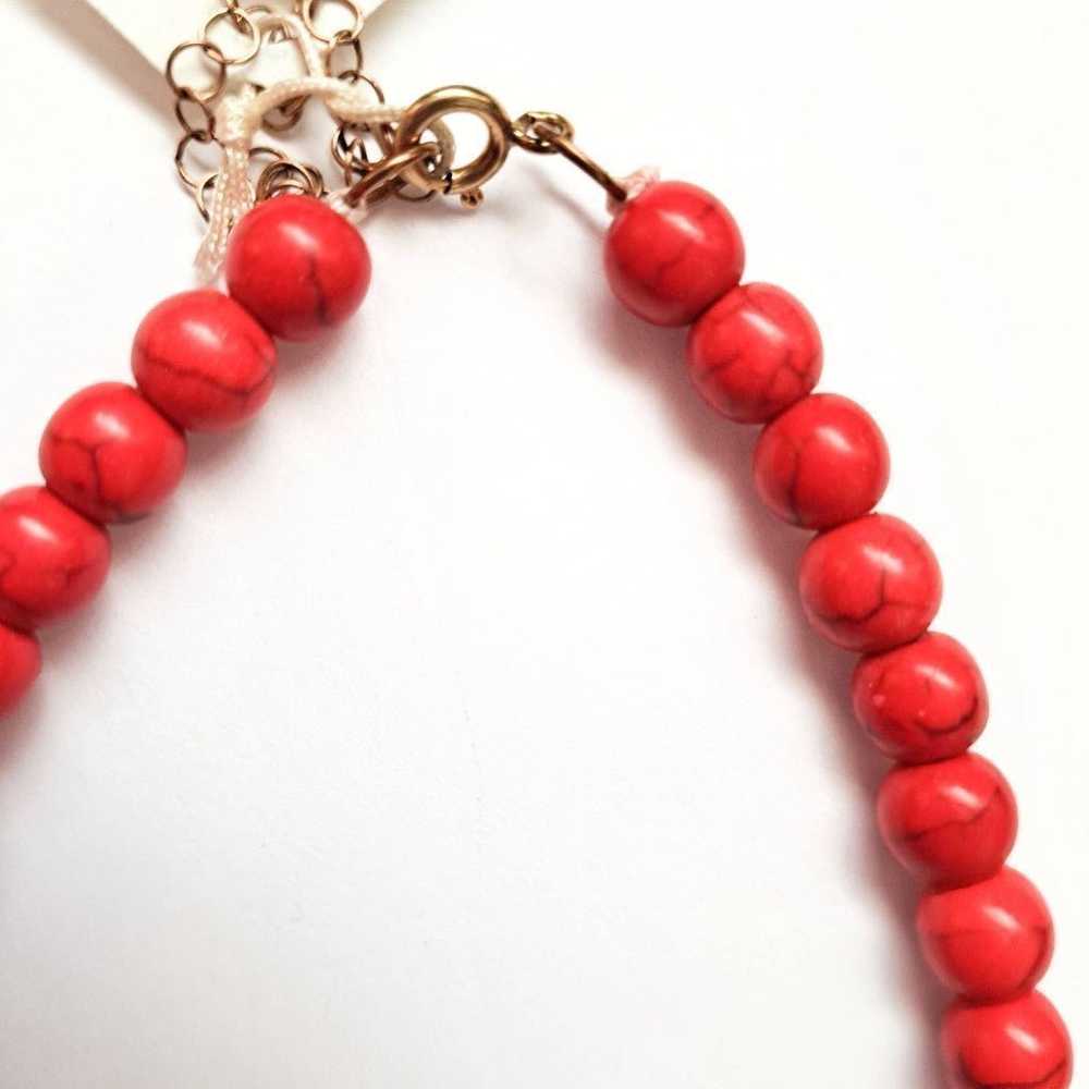 Vintage Red Howlite Necklace Hand Knotted 8mm Bea… - image 3