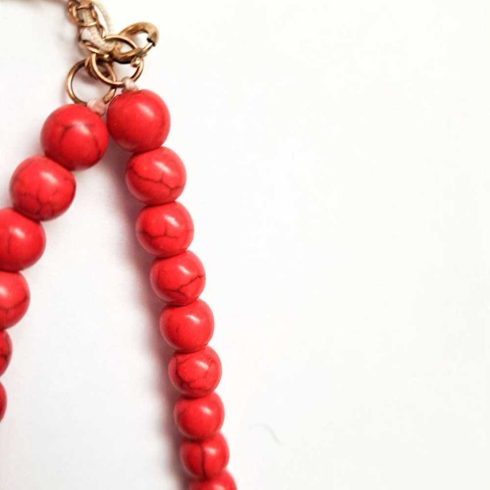 Vintage Red Howlite Necklace Hand Knotted 8mm Bea… - image 4