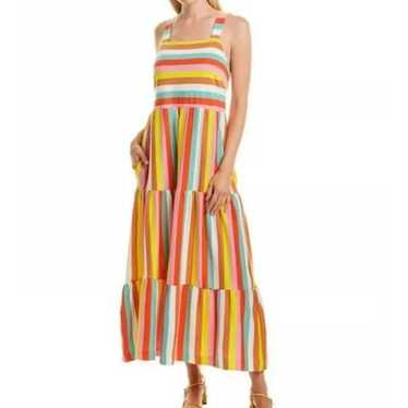 J.Crew Women's Rainbow Striped Flowy Tiered Boho … - image 1