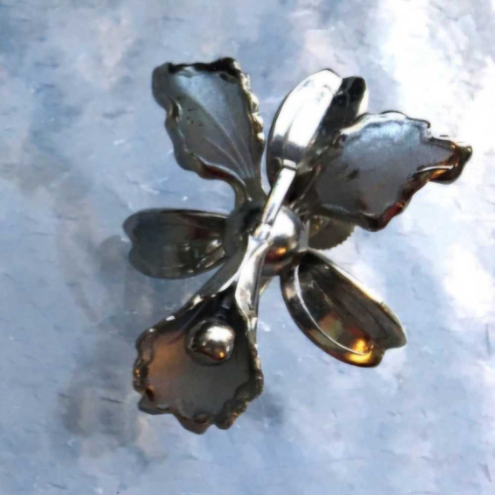 VINTAGE 1950s Estate Stainless Screw-back Orchid … - image 10