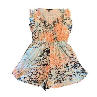 BCBGMAXAZRIA Wrap Floral Ruffle Romper S - image 1