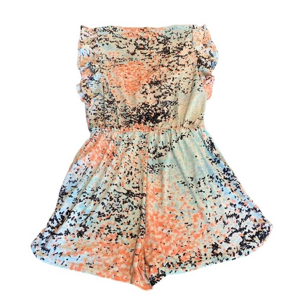 BCBGMAXAZRIA Wrap Floral Ruffle Romper S - image 2