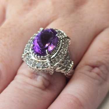 Ring925 JUDITH RIPKA STERLING SILVER PURPLE AMETH… - image 1